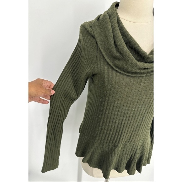 Anthropologie Maeve Ribbed Cowl Neck Long Sleeve Top - Picture 2 of 9